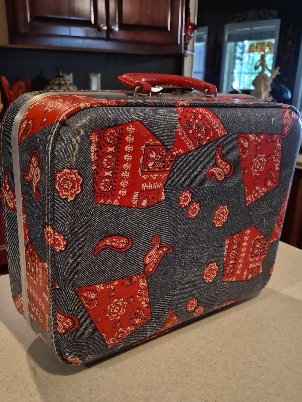Red Bandana Patchwork Travel Train Case